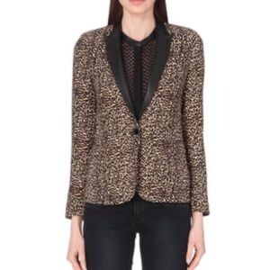 THE KOOPLES “Baby Leopard” Leather Lapel Blazer size Small